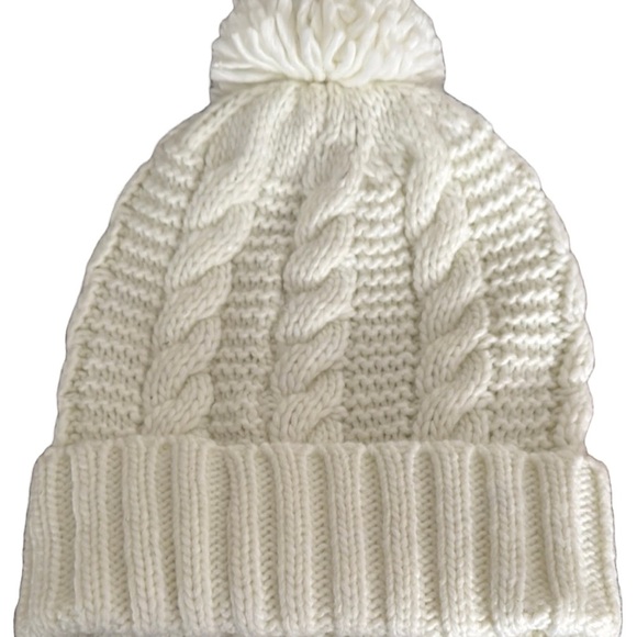 Michael Kors White Cable Knit Pom-Pom Hat - Picture 4 of 4
